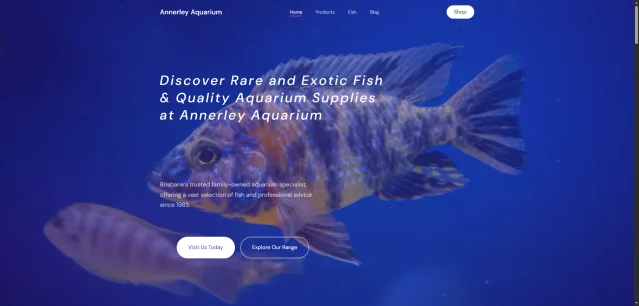 Annerley Aquarium website screenshot