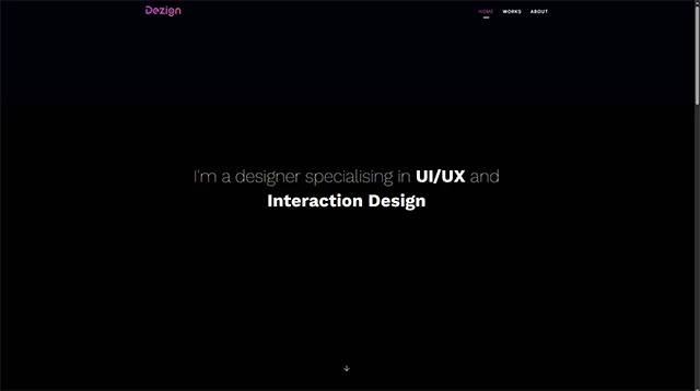 Dezign designer portfolio website screenshot
