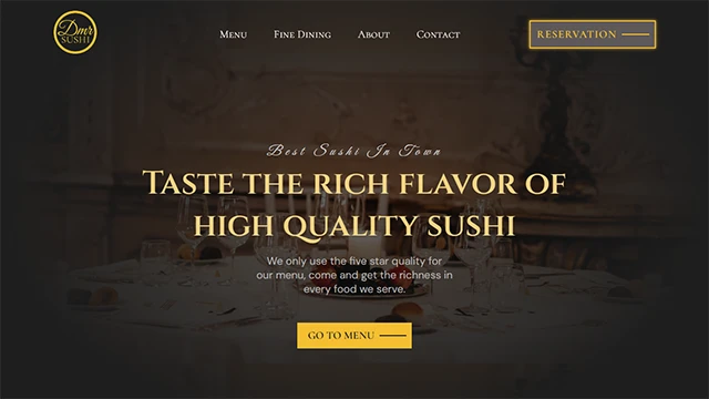 Dine Restaurant website screenshot